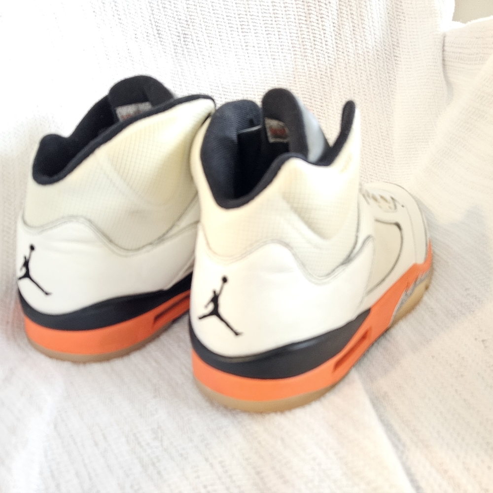 Jordan 5 Men's White and Orange Sneakers Size 14 - Picture 11 of 16